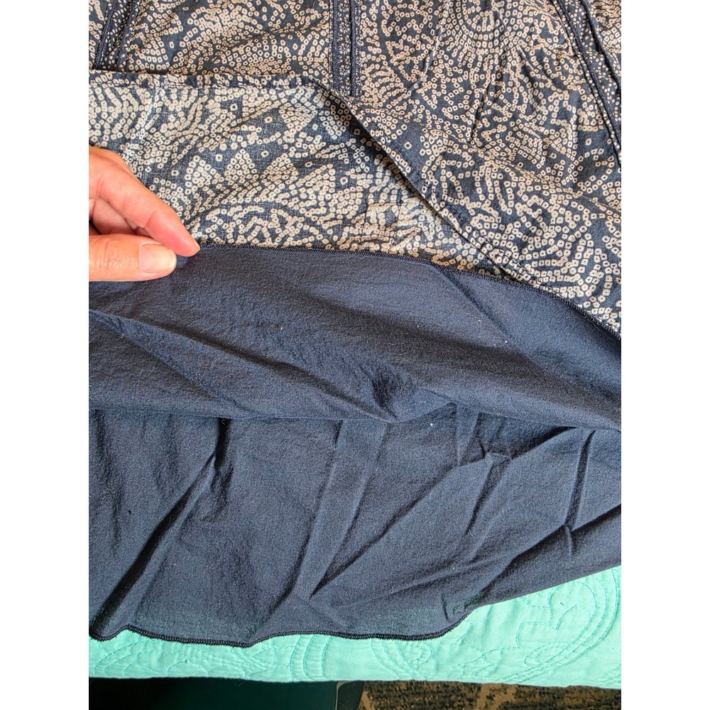 Esprit Navy Blue Beige Mandala Geometric Print Cotton A-Line Skirt Sz 6 VTG Y2K - Picture 4 of 9